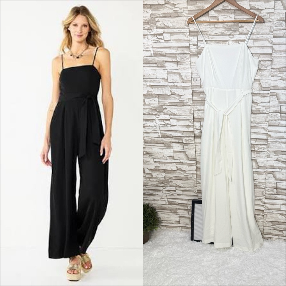 Nine West Sleeveless Wide-Leg Jumpsuit with Tie Belt